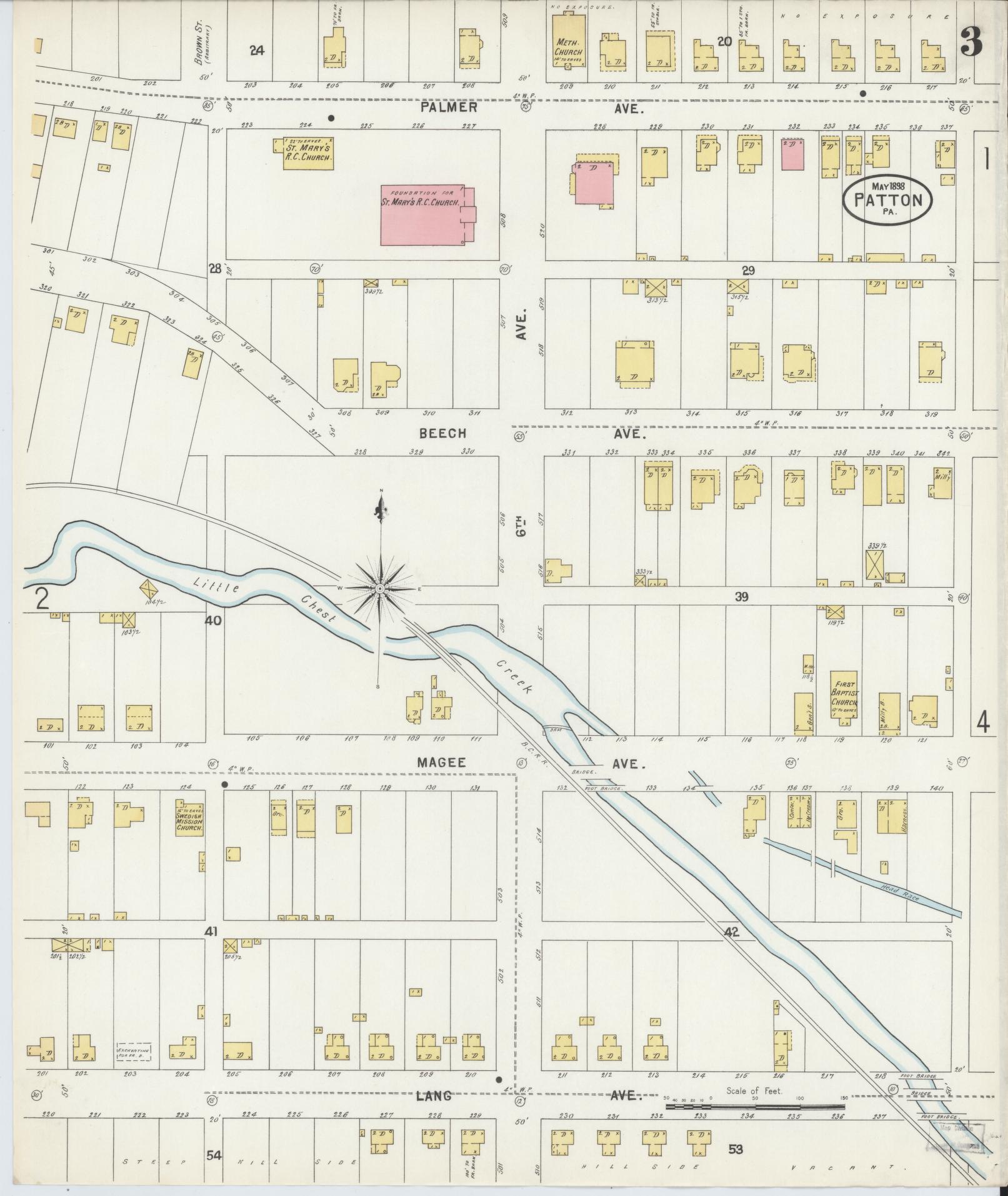Sanborn Fire Insurance Map from Patton, Cambria County, Pennsylvania (1898), Sheet #0003 - Complete Map Set gallery image, historic Sanborn map, vintage wall art, Pennsylvania Pennsylvania