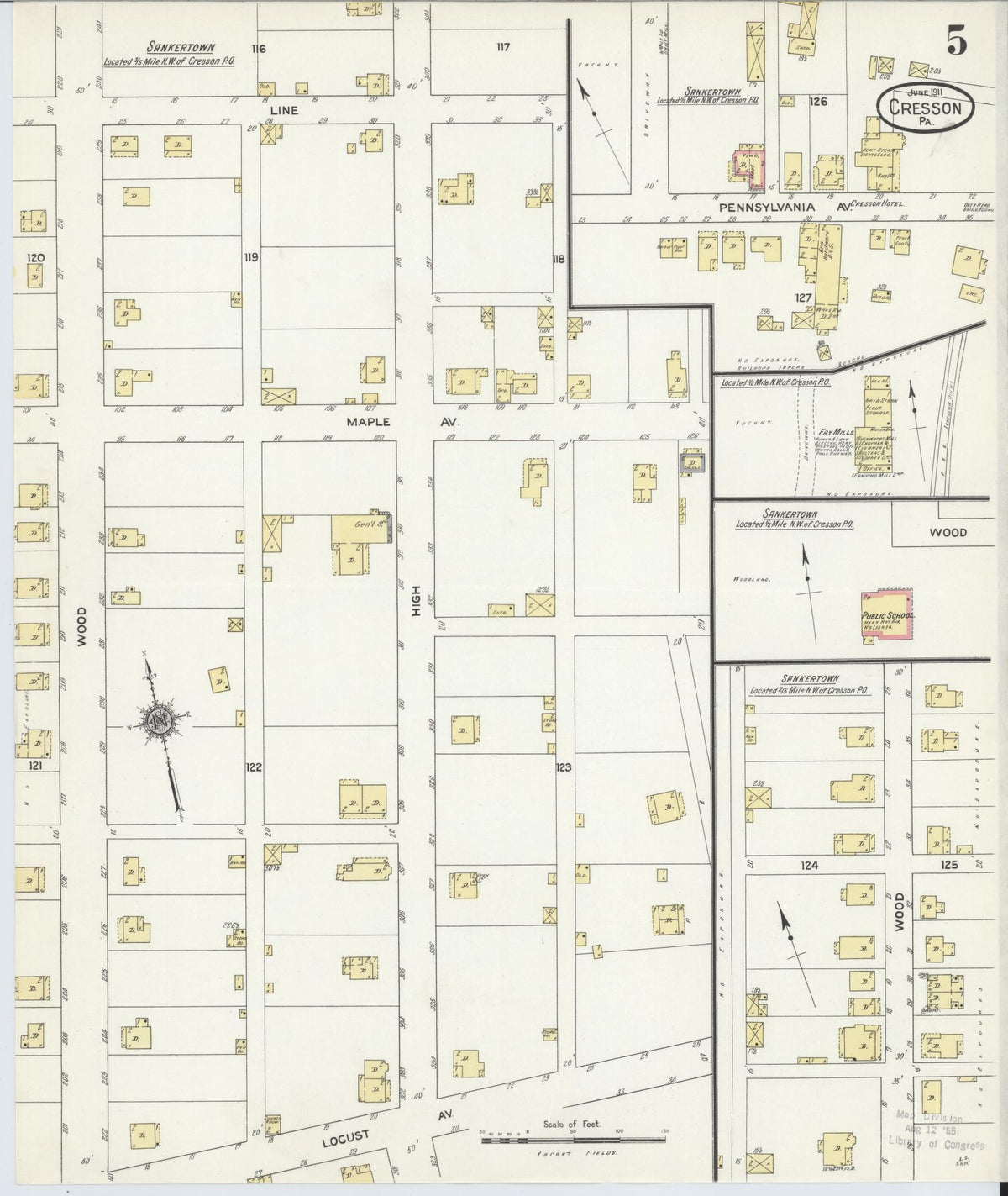 Sanborn Fire Insurance Map from Cresson, Cambria County, Pennsylvania (1911), Sheet #0005 - Complete Map Set gallery image, historic Sanborn map, vintage wall art, Pennsylvania Pennsylvania