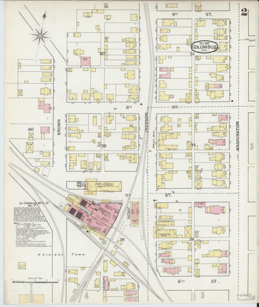 Sanborn Fire Insurance Map from Columbus, Bartholomew County, Indiana (1892), Sheet #0002 - Historic Sanborn Fire Insurance Map Print, vintage old map wall art, antique decor, genealogy gift, Indiana Indiana map