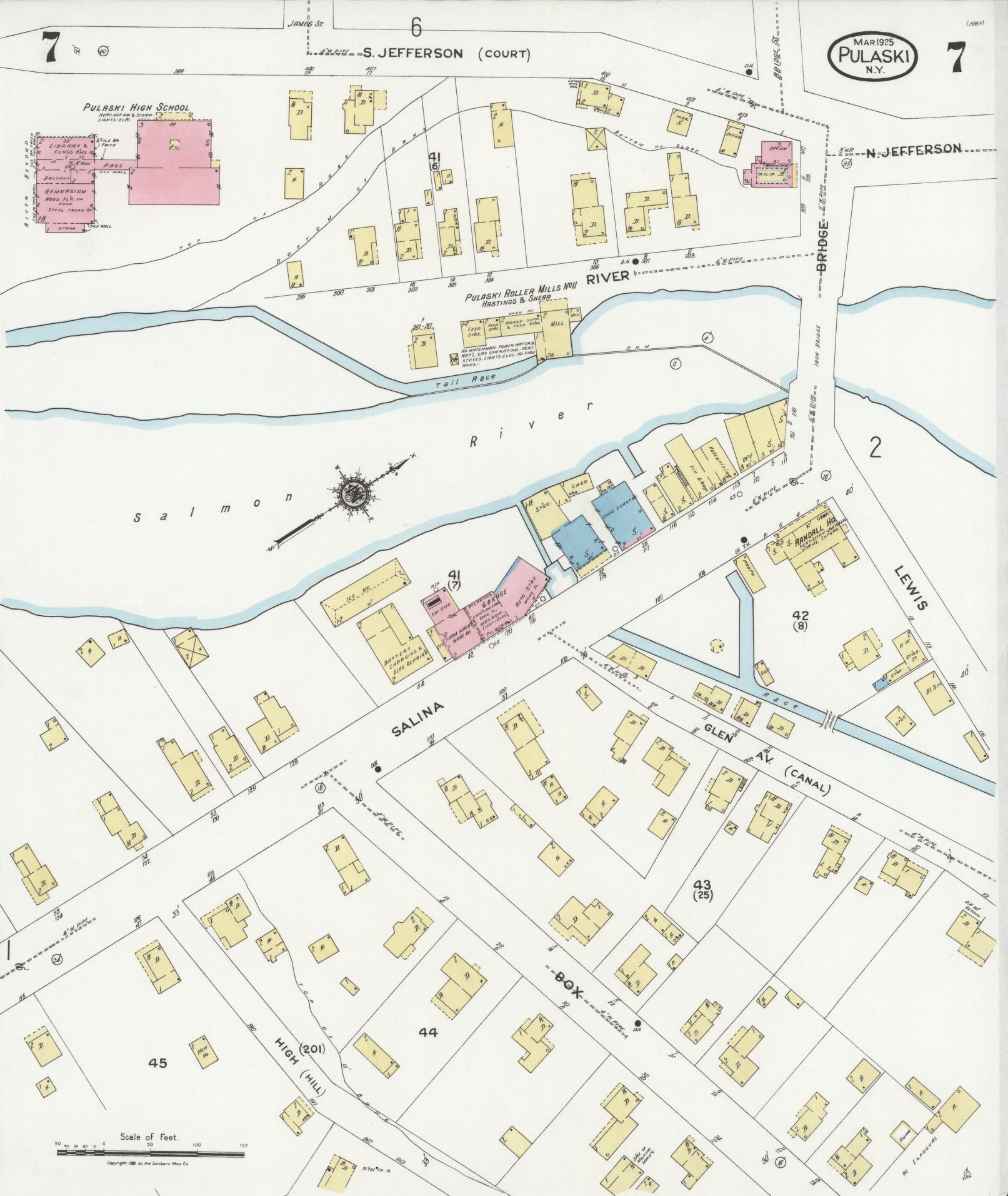 Sanborn Fire Insurance Map from Pulaski, Oswego County, New York (1925), Sheet #0007 - Complete Map Set gallery image, historic Sanborn map, vintage wall art, New York New York