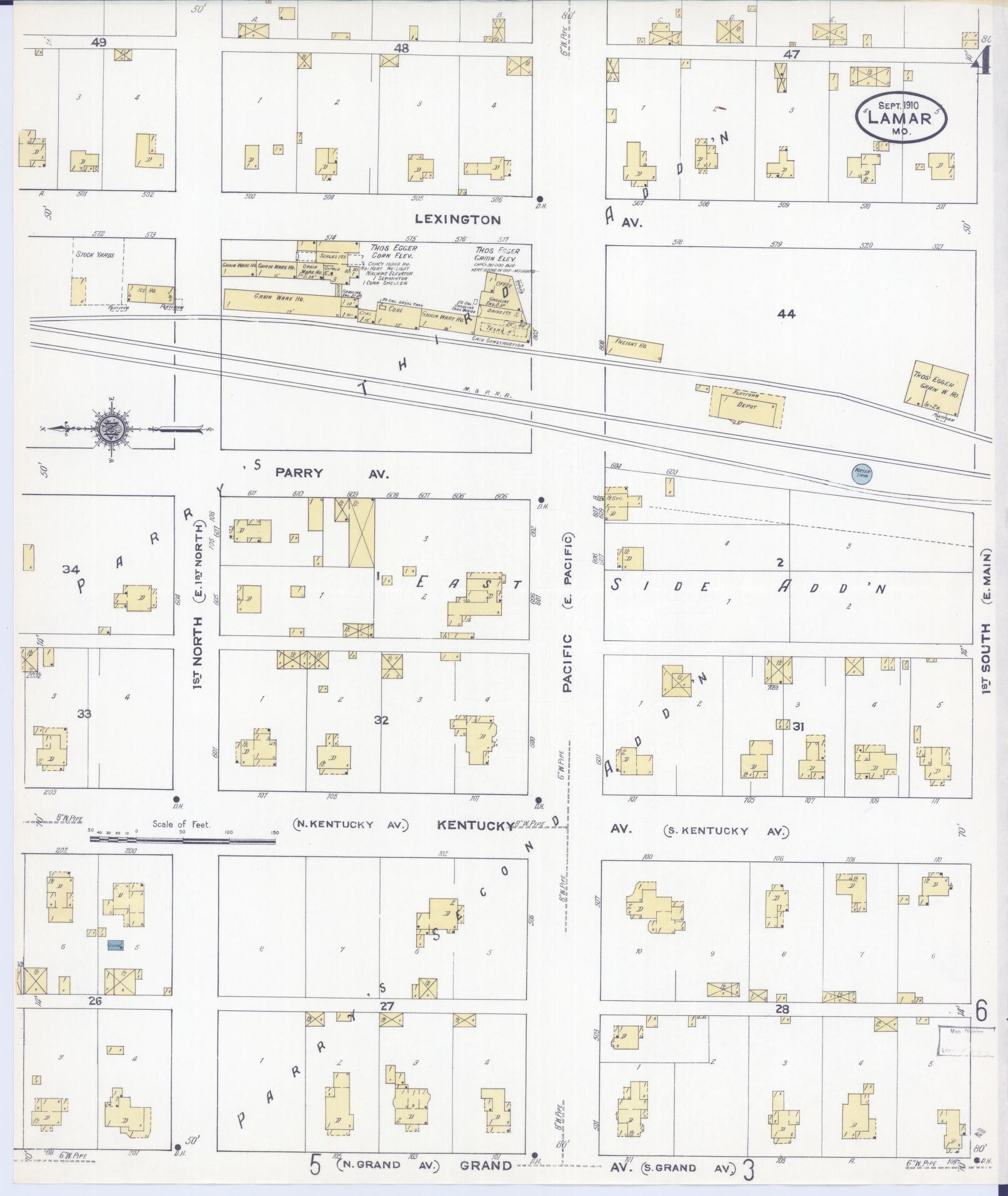 Sanborn Fire Insurance Map from Lamar, Barton County, Missouri (1910), Sheet #0004 - Complete Map Set gallery image, historic Sanborn map, vintage wall art, Missouri Missouri