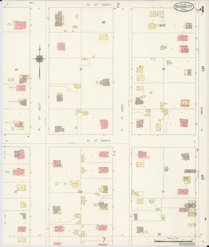 Sanborn Fire Insurance Map from Brigham City, Box Elder County, Utah (1917), Sheet #0004 - Complete Map Set gallery image, historic Sanborn map, vintage wall art, Utah Utah