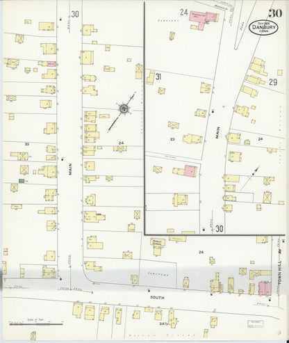 Sanborn Fire Insurance Map from Danbury, Fairfield County, Connecticut (1909), Sheet #0030 - Complete Map Set gallery image, historic Sanborn map, vintage wall art, Connecticut Connecticut
