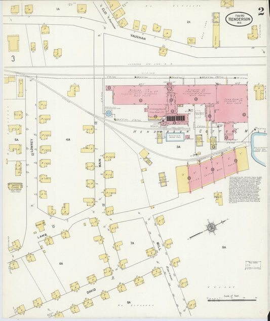 Sanborn Fire Insurance Map from Henderson, Vance County, North Carolina (1912), Sheet #0002 - Historic Sanborn Fire Insurance Map Print, vintage old map wall art, antique decor, genealogy gift, North Carolina North Carolina map