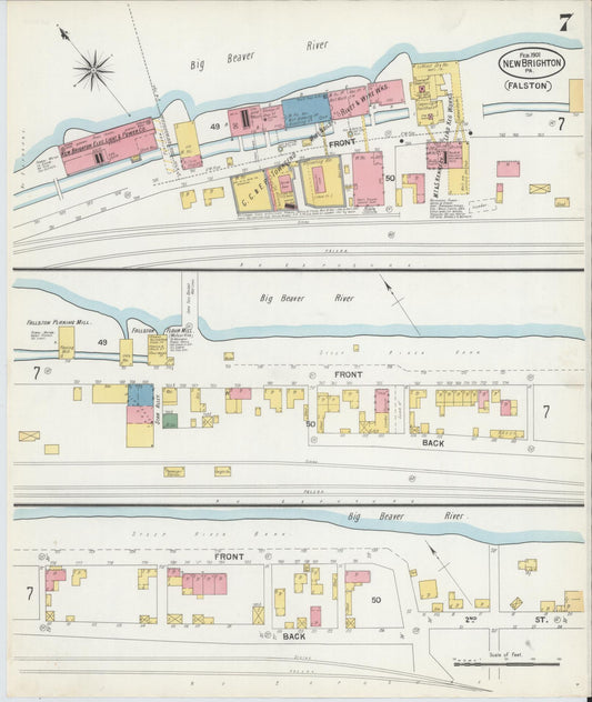 Sanborn Fire Insurance Map from New Brighton, Beaver County, Pennsylvania (1901), Sheet #0007 - Historic Sanborn Fire Insurance Map Print, vintage old map wall art, antique decor, genealogy gift, Pennsylvania Pennsylvania map