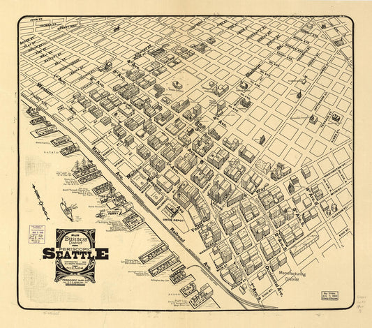 Main business district periscopic Seattle. (1903) – Historic Bird’s-Eye View Panorama Print