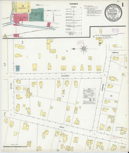 Sanborn Fire Insurance Map from Savona, Steuben County, New York (1909), Sheet #0001 - Historic Sanborn Fire Insurance Map Print, vintage old map wall art, antique decor, genealogy gift, New York New York map