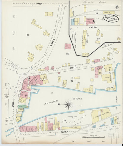Sanborn Fire Insurance Map from Norwalk, Fairfield County, Connecticut (1891), Sheet #0005 - Complete Map Set gallery image, historic Sanborn map, vintage wall art, Connecticut Connecticut