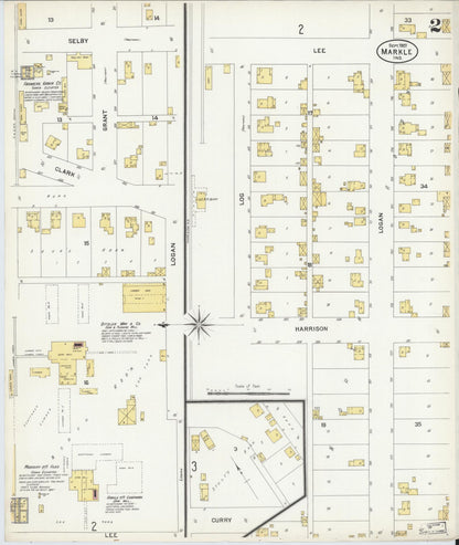 Sanborn Fire Insurance Map from Markle, Huntington County, Indiana (1907), Sheet #0002 - Historic Sanborn Fire Insurance Map Print, vintage old map wall art, antique decor, genealogy gift, Indiana Indiana map