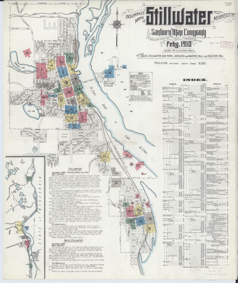 Sanborn Fire Insurance Map from Stillwater, Washington County, Minnesota. (1910) – Map View