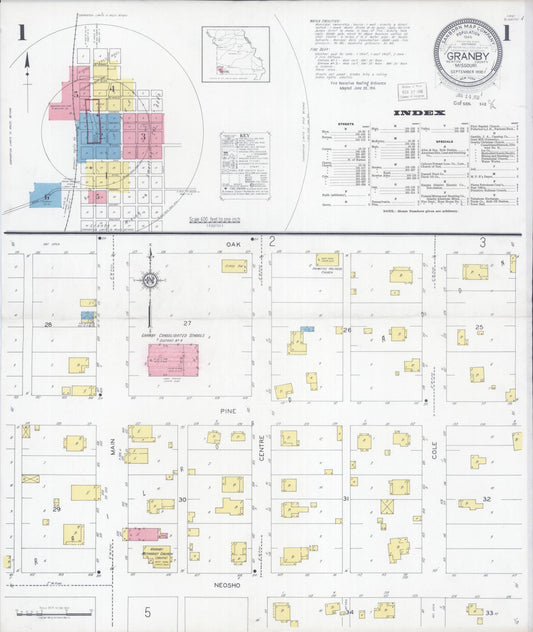 Sanborn Fire Insurance Map from Granby, Newton County, Missouri (1930), Sheet #0001 - Complete Map Set gallery image, historic Sanborn map, vintage wall art, Missouri Missouri