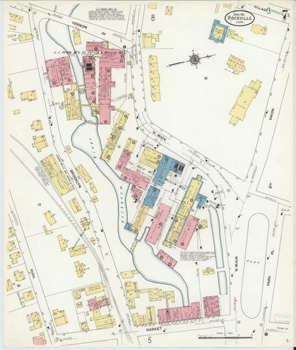 Sanborn Fire Insurance Map from Rockville, Tolland County, Connecticut (1911), Sheet #0007 - Complete Map Set gallery image, historic Sanborn map, vintage wall art, Connecticut Connecticut