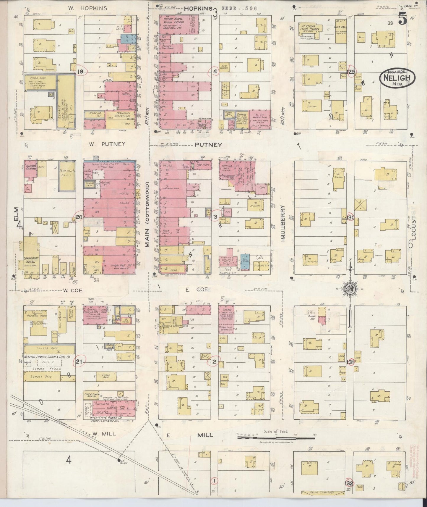 Sanborn Fire Insurance Map from Neligh, Antelope County, Nebraska (1934), Sheet #0005 - Complete Map Set gallery image, historic Sanborn map, vintage wall art, Nebraska Nebraska