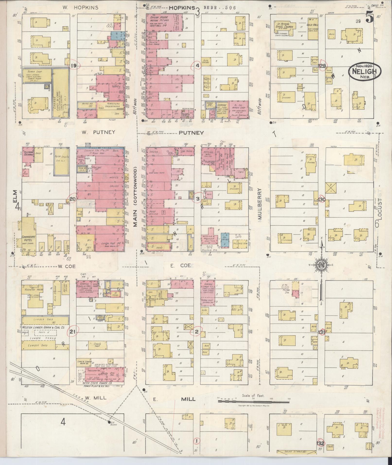 Sanborn Fire Insurance Map from Neligh, Antelope County, Nebraska (1934), Sheet #0005 - Complete Map Set gallery image, historic Sanborn map, vintage wall art, Nebraska Nebraska