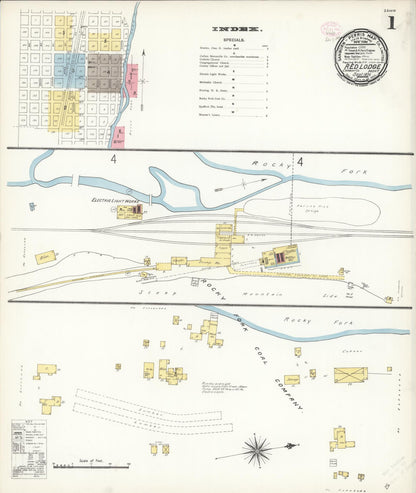 Sanborn Fire Insurance Map from Red Lodge, Carbon County, Montana (1896), Sheet #0001 - Complete Map Set gallery image, historic Sanborn map, vintage wall art, Montana Montana