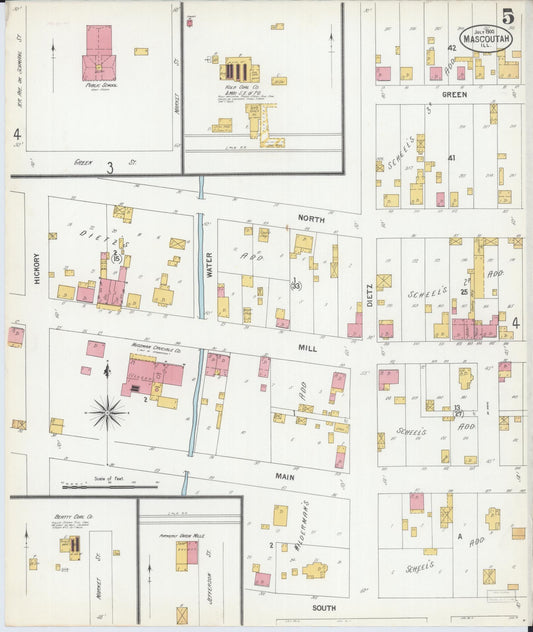 Sanborn Fire Insurance Map from Mascoutah, Saint Clair County, Illinois (1900), Sheet #0005 - Historic Sanborn Fire Insurance Map Print, vintage old map wall art, antique decor, genealogy gift, Illinois Illinois map