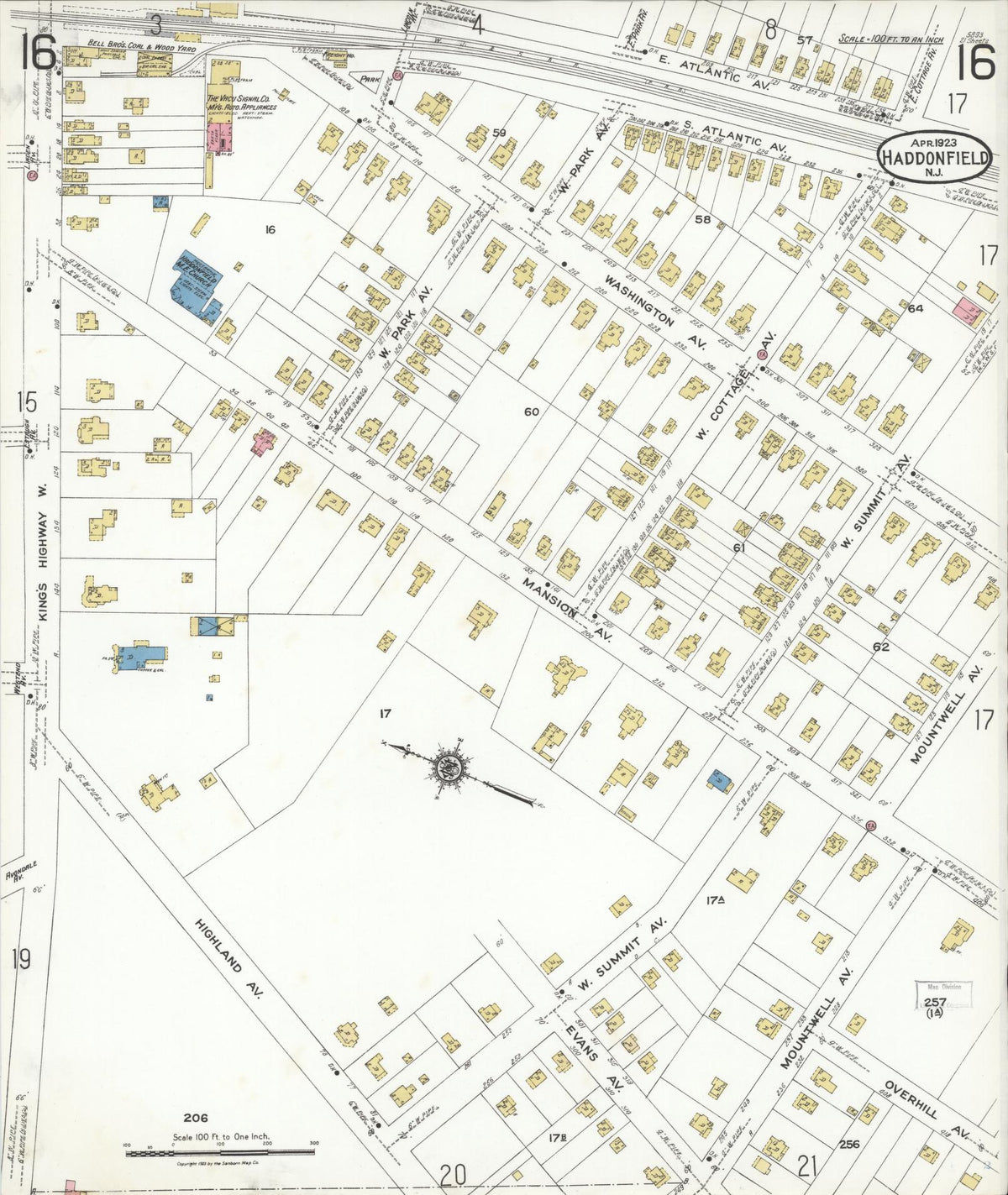 Sanborn Fire Insurance Map from Haddonfield, Camden County, New Jersey (1923), Sheet #0016 - Complete Map Set gallery image, historic Sanborn map, vintage wall art, New Jersey New Jersey