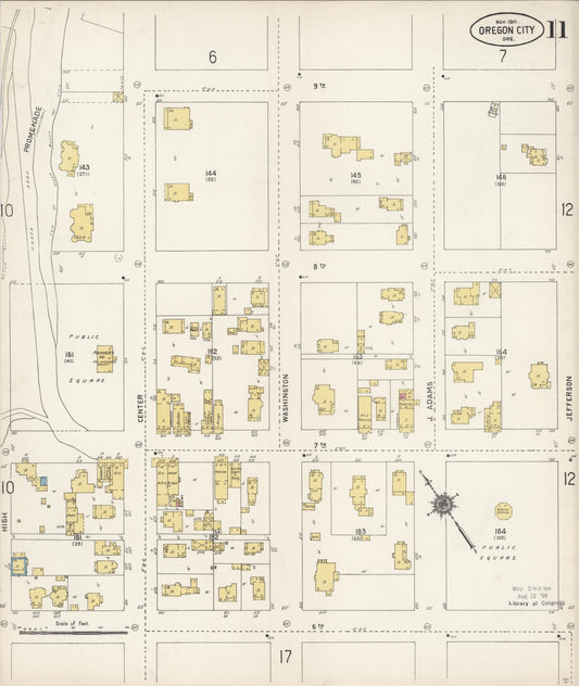 Sanborn Fire Insurance Map from Oregon City, Clackamas County, Oregon (1911), Sheet #0011 - Historic Sanborn Fire Insurance Map Print, vintage old map wall art, antique decor, genealogy gift, Oregon Oregon map