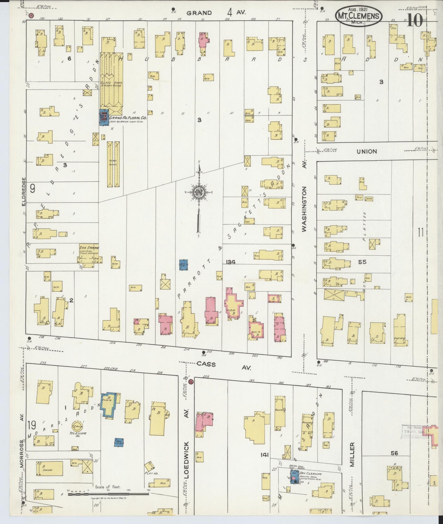 Sanborn Fire Insurance Map from Mount Clemens, Macomb County, Michigan (1921), Sheet #0010 - Complete Map Set gallery image, historic Sanborn map, vintage wall art, Michigan Michigan