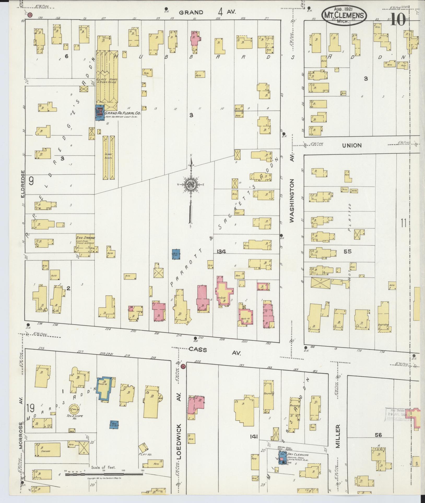 Sanborn Fire Insurance Map from Mount Clemens, Macomb County, Michigan (1921), Sheet #0010 - Complete Map Set gallery image, historic Sanborn map, vintage wall art, Michigan Michigan