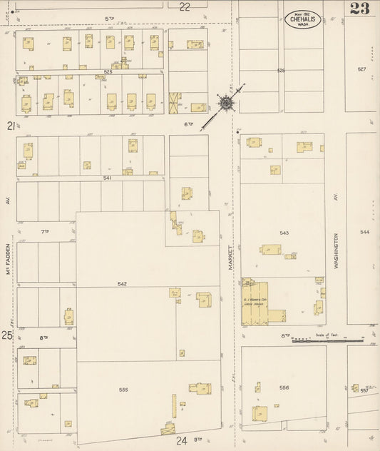 Sanborn Fire Insurance Map from Chehalis, Lewis County, Washington (1912), Sheet #0023 - Historic Sanborn Fire Insurance Map Print, vintage old map wall art, antique decor, genealogy gift, Washington Washington map