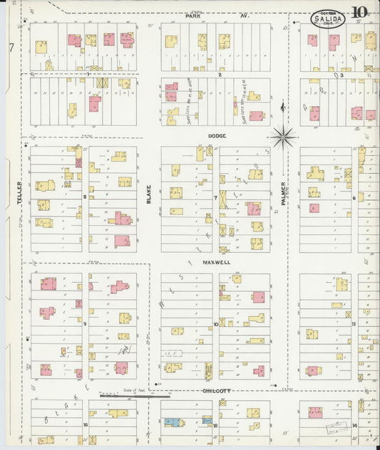 Sanborn Fire Insurance Map from Salida, Chaffee County, Colorado (1904), Sheet #0010 - Historic Sanborn Fire Insurance Map Print, vintage old map wall art, antique decor, genealogy gift, Colorado Colorado map