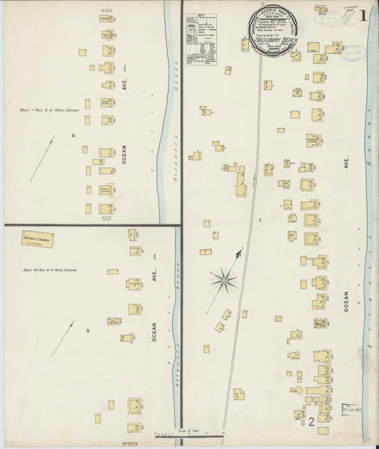 Sanborn Fire Insurance Map from Salisbury, Essex County, Massachusetts (1898), Sheet #0001 - Complete Map Set gallery image, historic Sanborn map, vintage wall art, Massachusetts Massachusetts