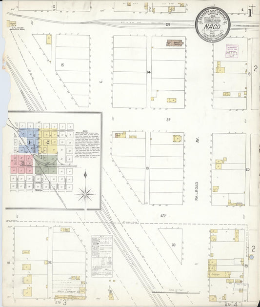 Sanborn Fire Insurance Map from Naco, Cochise County, Arizona (1904), Sheet #0001 - Historic Sanborn Fire Insurance Map Print, vintage old map wall art, antique decor, genealogy gift, Arizona Arizona map