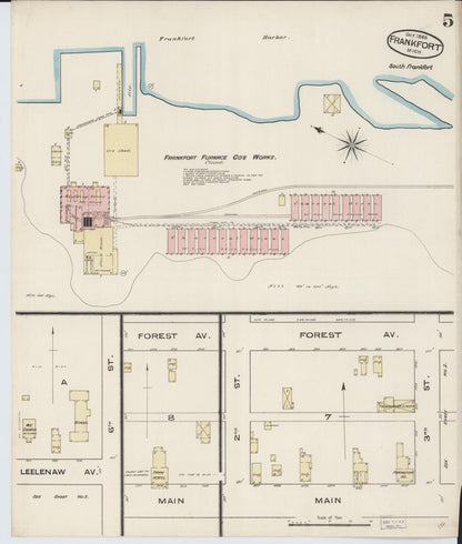 Sanborn Fire Insurance Map from Frankfort, Benzie County, Michigan (1885), Sheet #0005 - Complete Map Set gallery image, historic Sanborn map, vintage wall art, Michigan Michigan