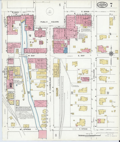 Sanborn Fire Insurance Map from Lebanon, Wilson County, Tennessee (1920), Sheet #0007 - Complete Map Set gallery image, historic Sanborn map, vintage wall art, Tennessee Tennessee