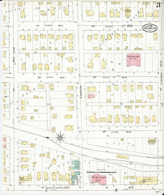 Sanborn Fire Insurance Map from Oelwein, Fayette County, Iowa (1906), Sheet #0003 - Historic Sanborn Fire Insurance Map Print, vintage old map wall art
