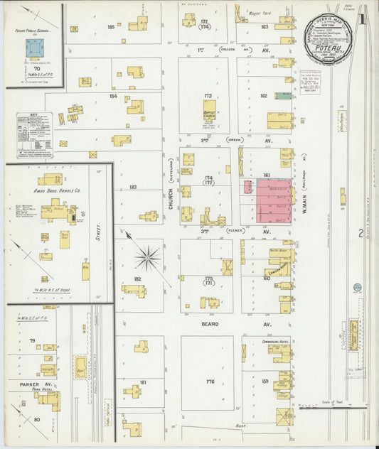 Sanborn Fire Insurance Map from Poteau, Le Flore County, Oklahoma (1901), Sheet #0001 - Historic Sanborn Fire Insurance Map Print, vintage old map wall art, antique decor, genealogy gift, Oklahoma Oklahoma map