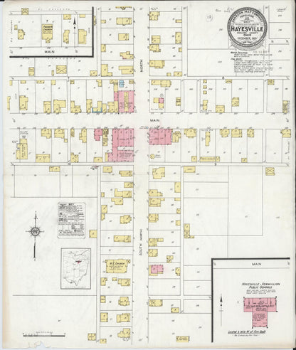 Sanborn Fire Insurance Map from Hayesville, Ashland County, Ohio (1929), Sheet #0001 - Historic Sanborn Fire Insurance Map Print, vintage old map wall art, antique decor, genealogy gift, Ohio Ohio map