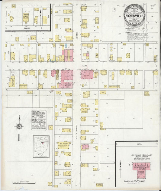 Sanborn Fire Insurance Map from Hayesville, Ashland County, Ohio (1929), Sheet #0001 - Historic Sanborn Fire Insurance Map Print, vintage old map wall art, antique decor, genealogy gift, Ohio Ohio map