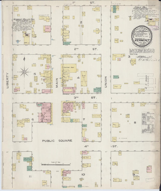 Sanborn Fire Insurance Map from Vermont, Fulton County, Illinois (1886), Sheet #0001 - Historic Sanborn Fire Insurance Map Print, vintage old map wall art, antique decor, genealogy gift, Illinois Illinois map