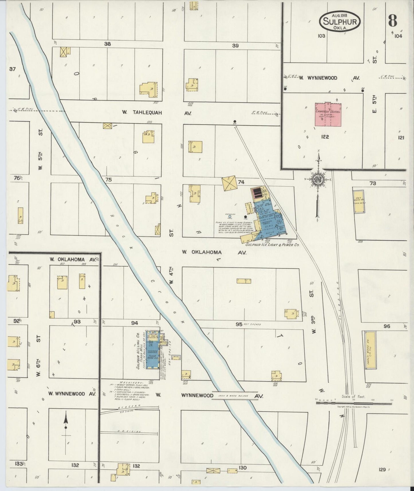 Sanborn Fire Insurance Map from Sulphur, Murray County, Oklahoma (1918), Sheet #0008 - Complete Map Set gallery image, historic Sanborn map, vintage wall art, Oklahoma Oklahoma