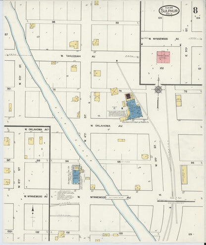 Sanborn Fire Insurance Map from Sulphur, Murray County, Oklahoma (1918), Sheet #0008 - Complete Map Set gallery image, historic Sanborn map, vintage wall art, Oklahoma Oklahoma