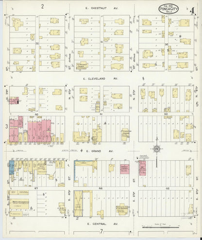 Sanborn Fire Insurance Map from Ponca City, Kay County, Oklahoma (1913), Sheet #0004 - Complete Map Set gallery image, historic Sanborn map, vintage wall art, Oklahoma Oklahoma