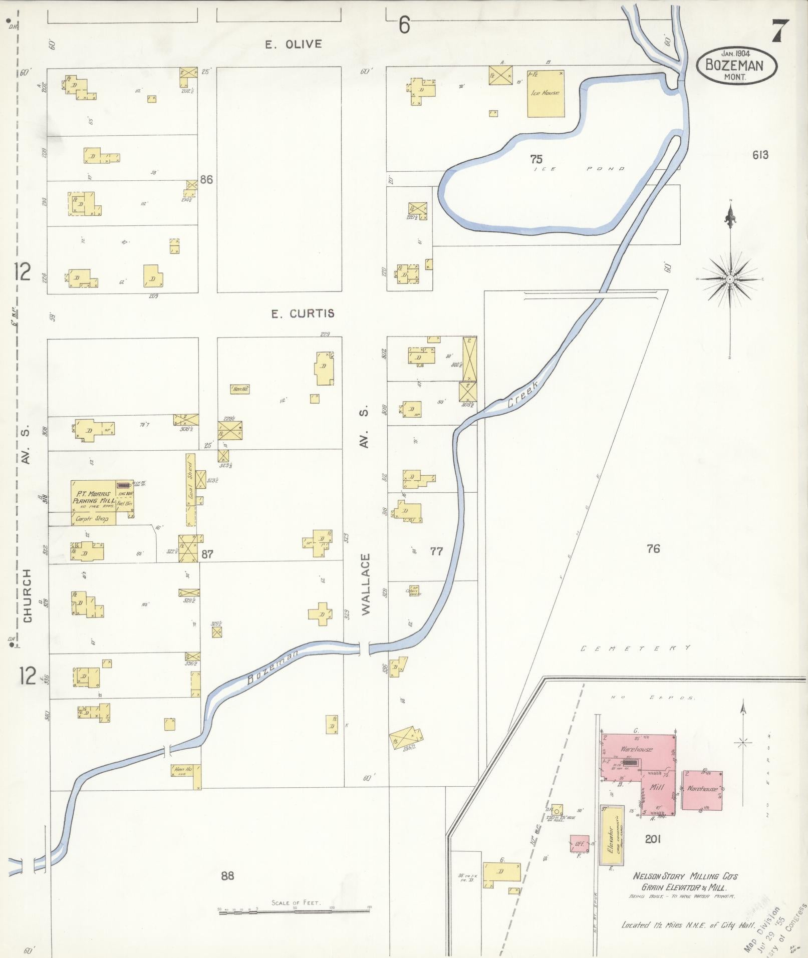 Sanborn Fire Insurance Map from Bozeman, Gallatin County, Montana (1904), Sheet #0007 - Complete Map Set gallery image, historic Sanborn map, vintage wall art, Montana Montana