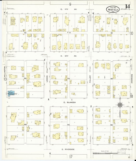 Sanborn Fire Insurance Map from Winfield, Cowley County, Kansas (1912), Sheet #0014 - Historic Sanborn Fire Insurance Map Print, vintage old map wall art, antique decor, genealogy gift, Kansas Kansas map
