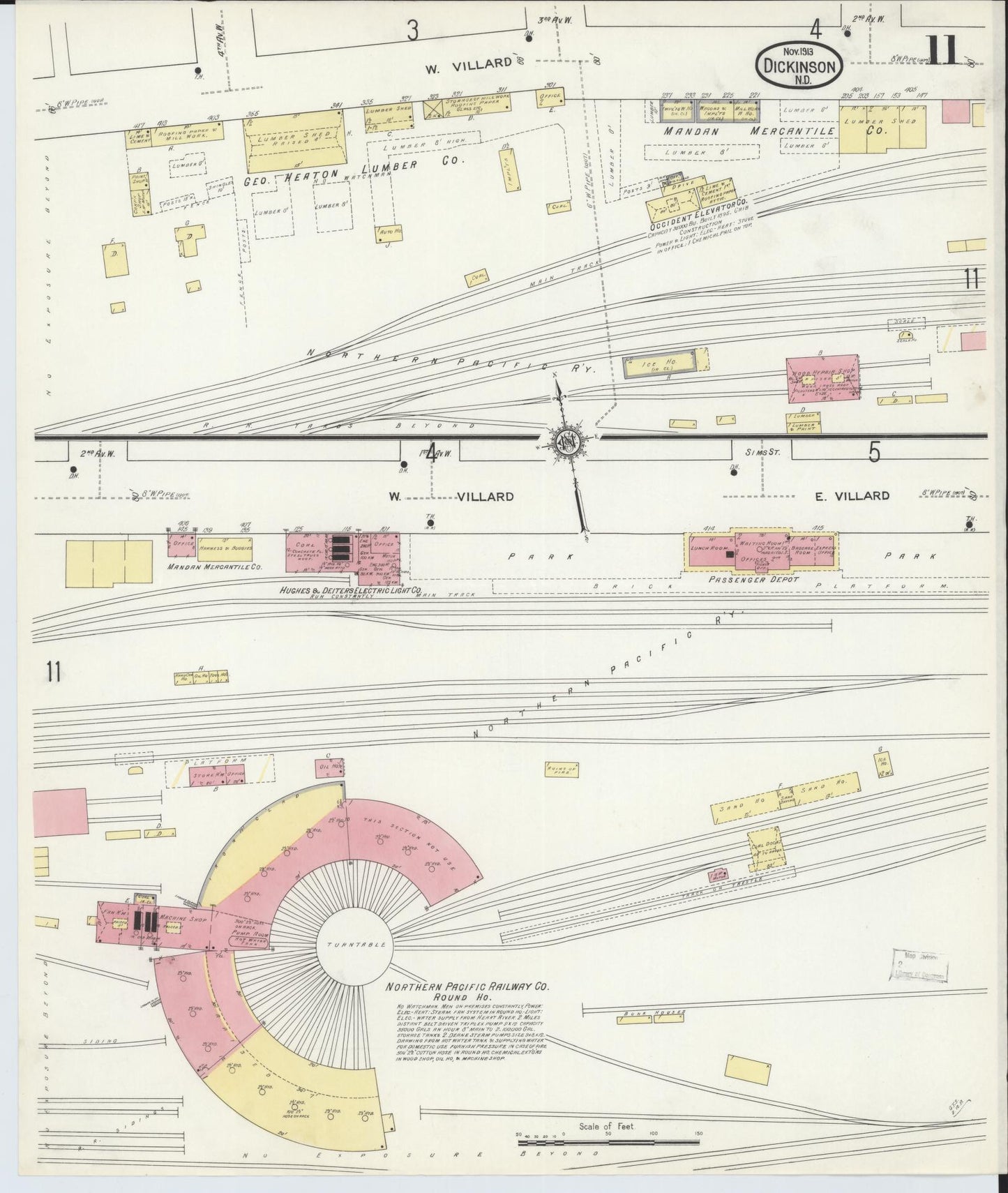Sanborn Fire Insurance Map from Dickinson, Stark County, North Dakota (1913), Sheet #0011 - Historic Sanborn Fire Insurance Map Print, vintage old map wall art, antique decor, genealogy gift, North Dakota North Dakota map
