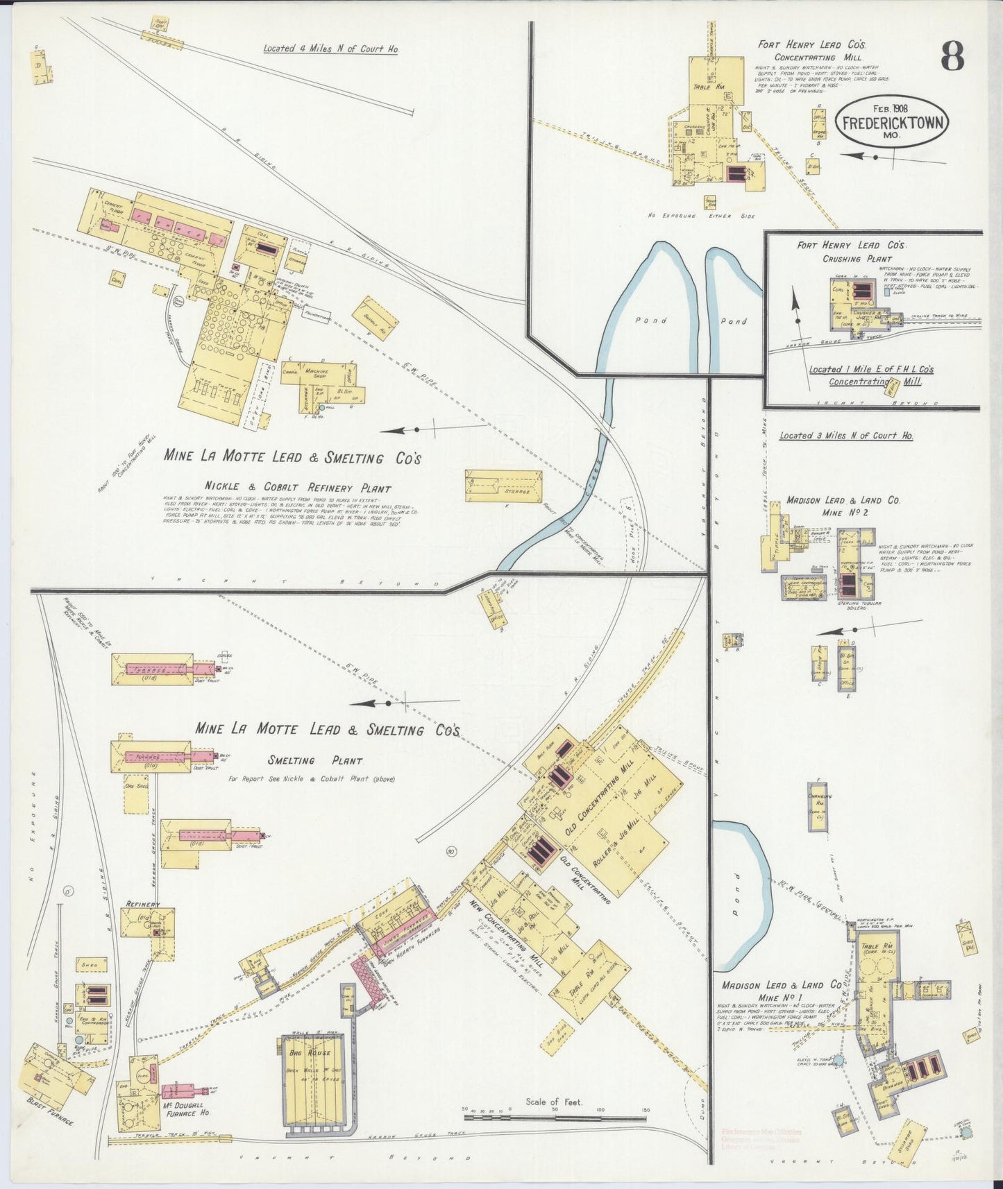 Sanborn Fire Insurance Map from Fredericktown, Madison County, Missouri (1908), Sheet #0008 - Historic Sanborn Fire Insurance Map Print, vintage old map wall art, antique decor, genealogy gift, Missouri Missouri map