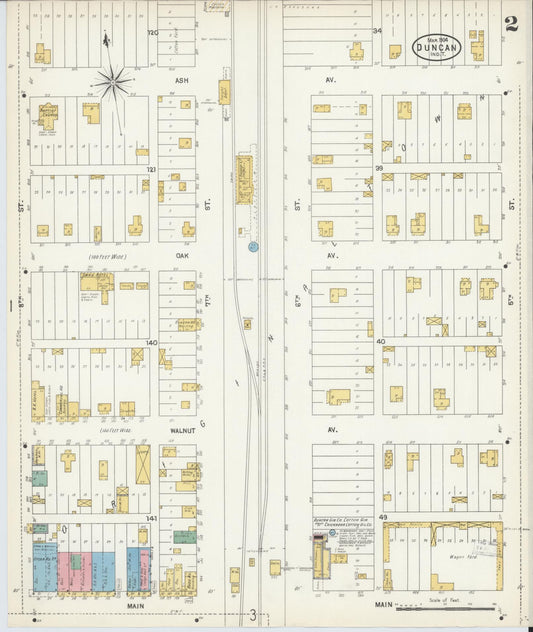 Sanborn Fire Insurance Map from Duncan, Stephens County, Oklahoma (1904), Sheet #0002 - Historic Sanborn Fire Insurance Map Print, vintage old map wall art, antique decor, genealogy gift, Oklahoma Oklahoma map
