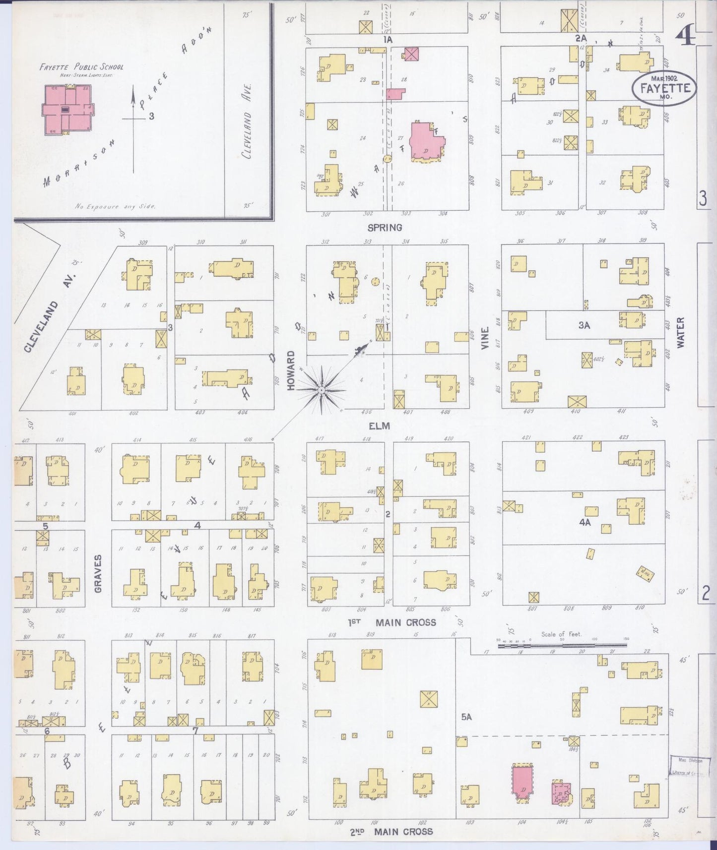 Sanborn Fire Insurance Map from Fayette, Howard County, Missouri (1902), Sheet #0004 - Complete Map Set gallery image, historic Sanborn map, vintage wall art, Missouri Missouri