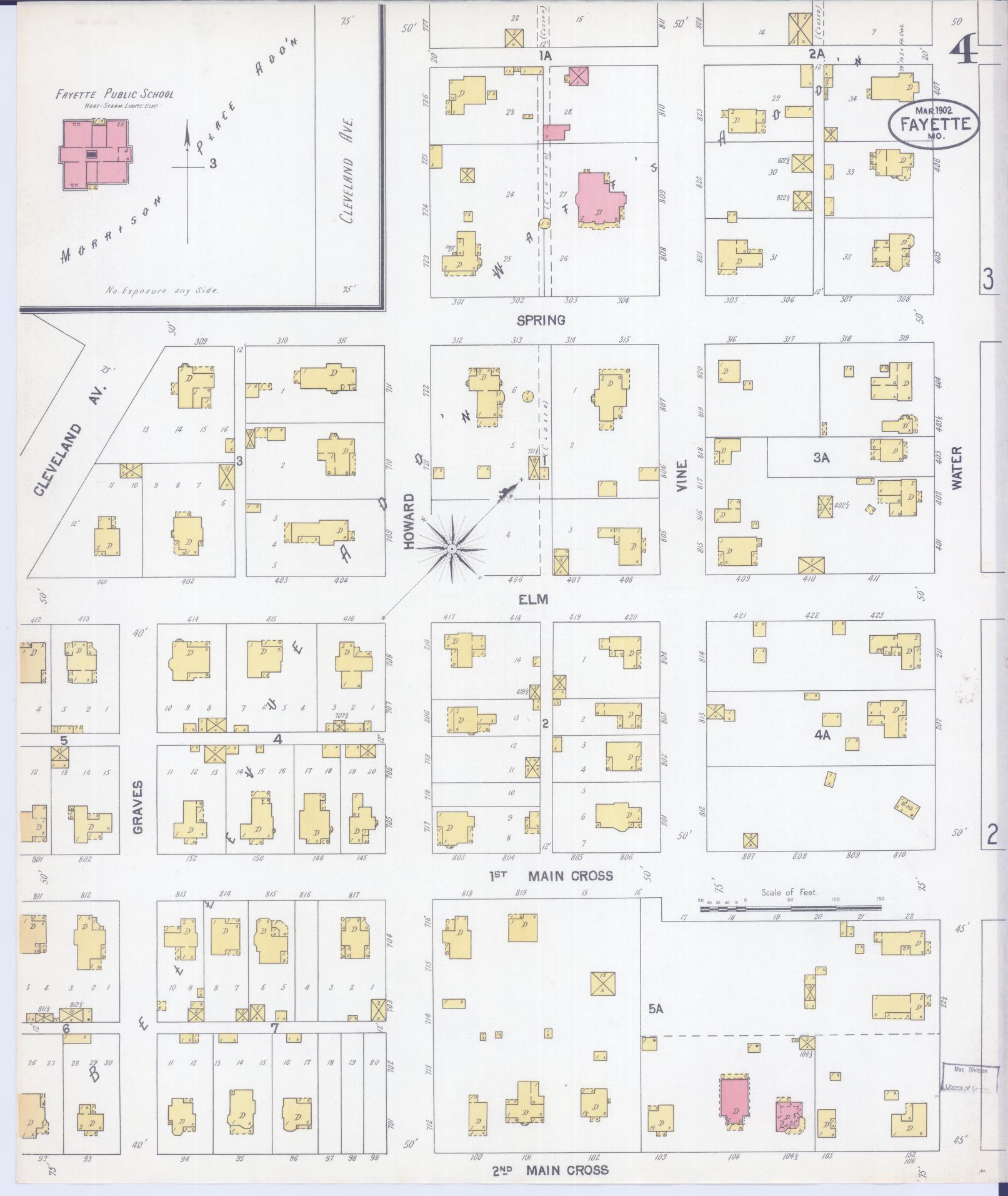 Sanborn Fire Insurance Map from Fayette, Howard County, Missouri (1902), Sheet #0004 - Complete Map Set gallery image, historic Sanborn map, vintage wall art, Missouri Missouri