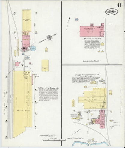 Sanborn Fire Insurance Map from Columbia, Richland County, South Carolina (1910), Sheet #0041 - Complete Map Set gallery image, historic Sanborn map, vintage wall art, South Carolina South Carolina