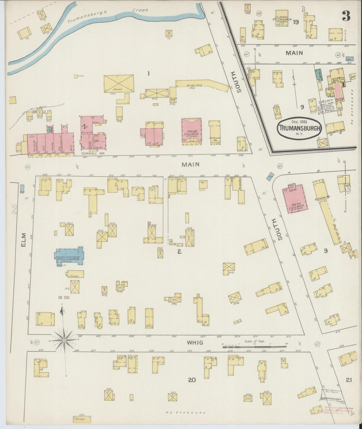 Sanborn Fire Insurance Map from Trumansburg, Tompkins County, New York (1893), Sheet #0003 - Historic Sanborn Fire Insurance Map Print, vintage old map wall art, antique decor, genealogy gift, New York New York map