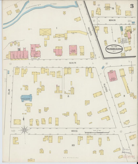 Sanborn Fire Insurance Map from Trumansburg, Tompkins County, New York (1893), Sheet #0003 - Historic Sanborn Fire Insurance Map Print, vintage old map wall art, antique decor, genealogy gift, New York New York map