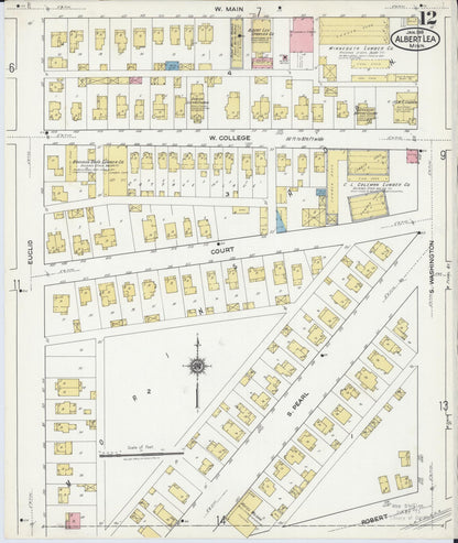 Sanborn Fire Insurance Map from Albert Lea, Freeborn County, Minnesota (1918), Sheet #0012 - Historic Sanborn Fire Insurance Map Print, vintage old map wall art, antique decor, genealogy gift, Minnesota Minnesota map