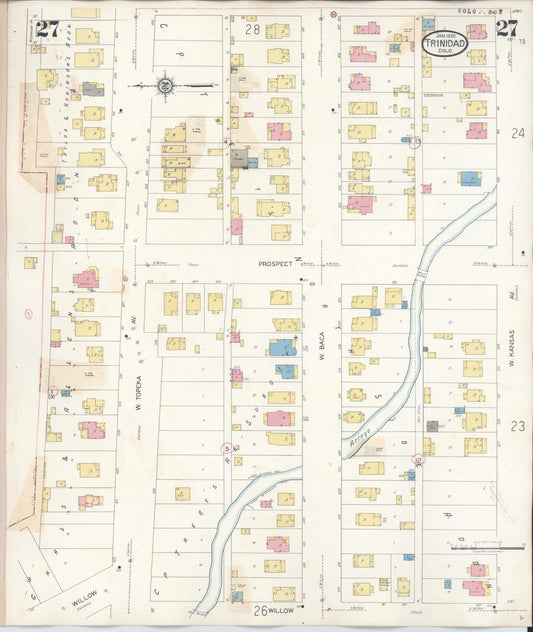 Sanborn Fire Insurance Map from Trinidad, Las Animas County, Colorado (1948), Sheet #0027 - Historic Sanborn Fire Insurance Map Print, vintage old map wall art, antique decor, genealogy gift, Colorado Colorado map